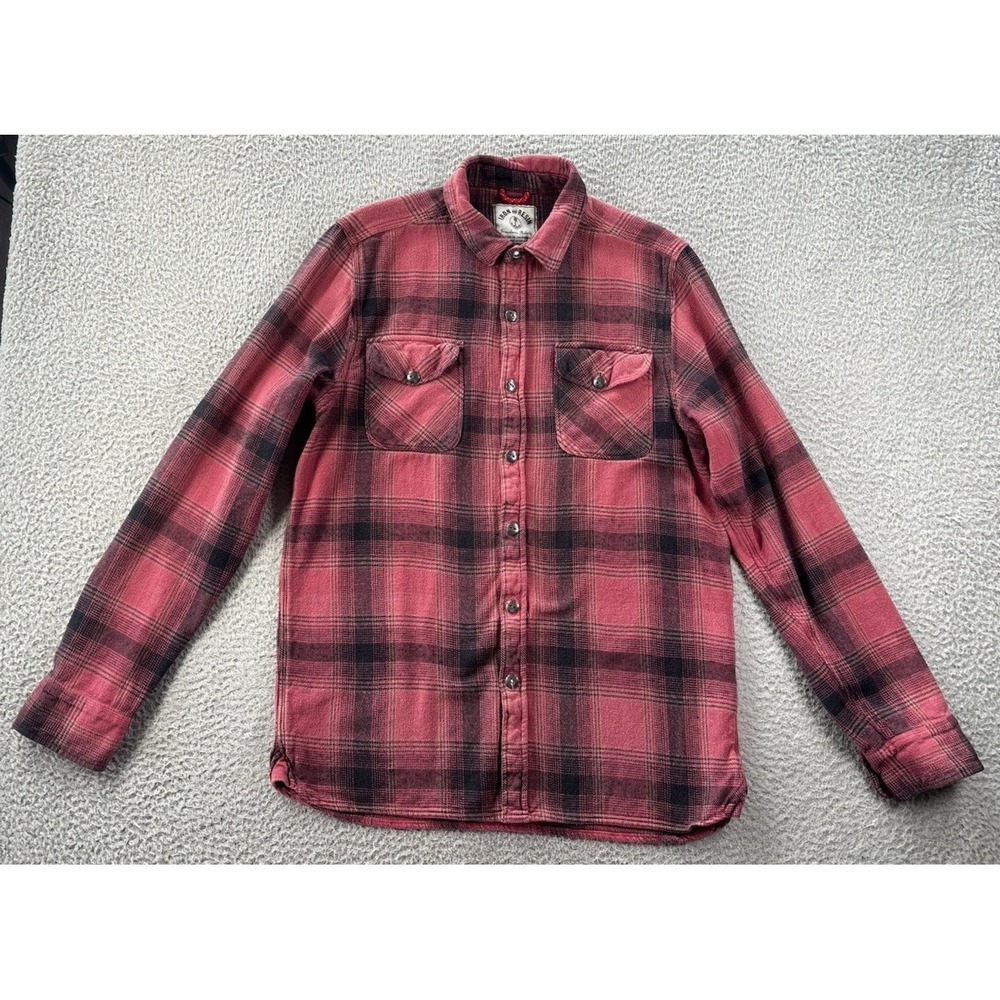 Iron And Resin Rockland Flannel Shirt Mens Large Red Black Plaid Cotton USA